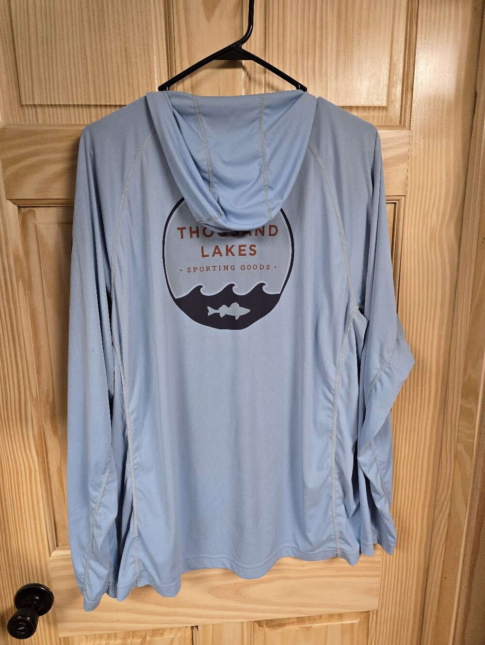 Simms Men’s Hooded Performance Shirt - Pale Blue with Black Logo - Picture 9 of 13